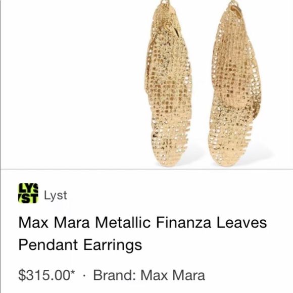 MAX MARA Finanza Leaf Drop Earrings In Silver brand new gift box included - Picture 5 of 5